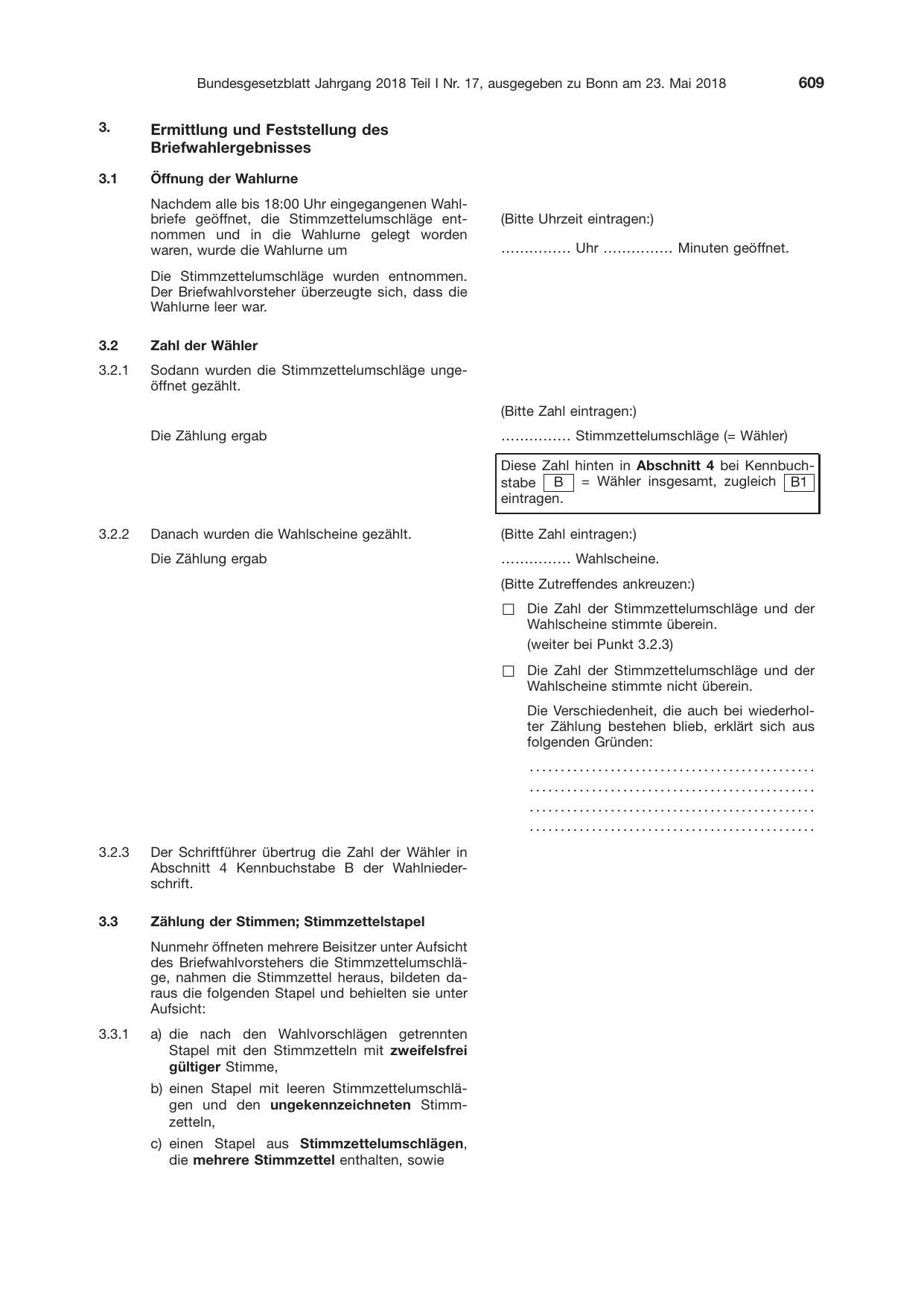 BGBl. 2018, Seite 609 — Originalseite als Abbildung