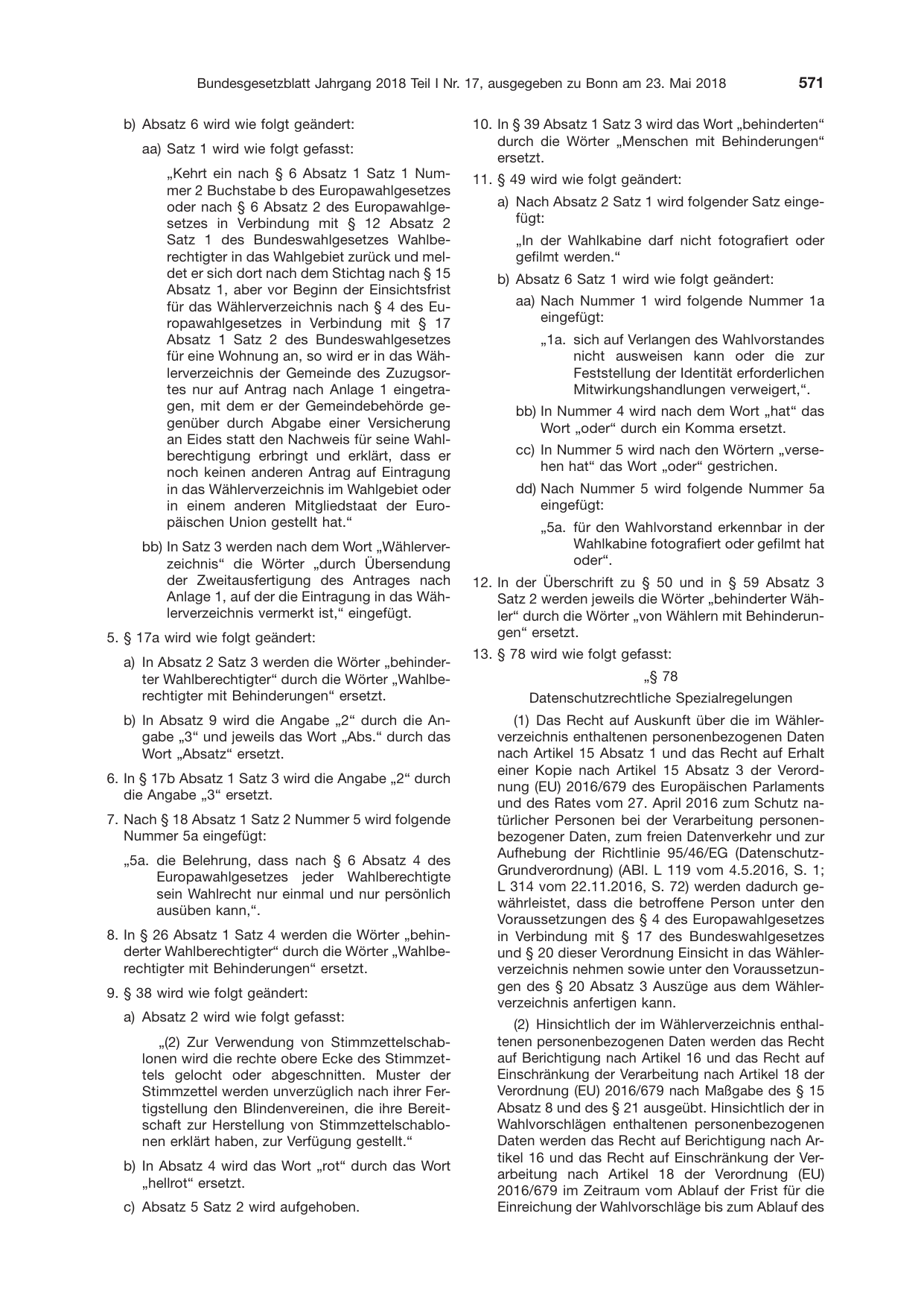 BGBl. 2018, Seite 571 — Originalseite als Abbildung