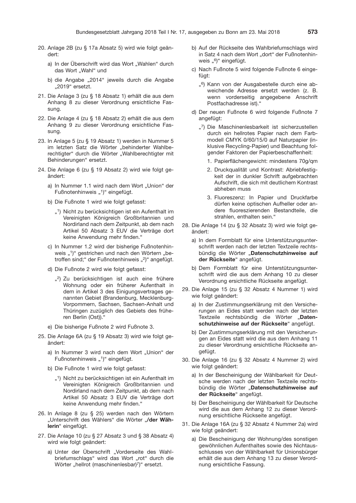 BGBl. 2018, Seite 573 — Originalseite als Abbildung