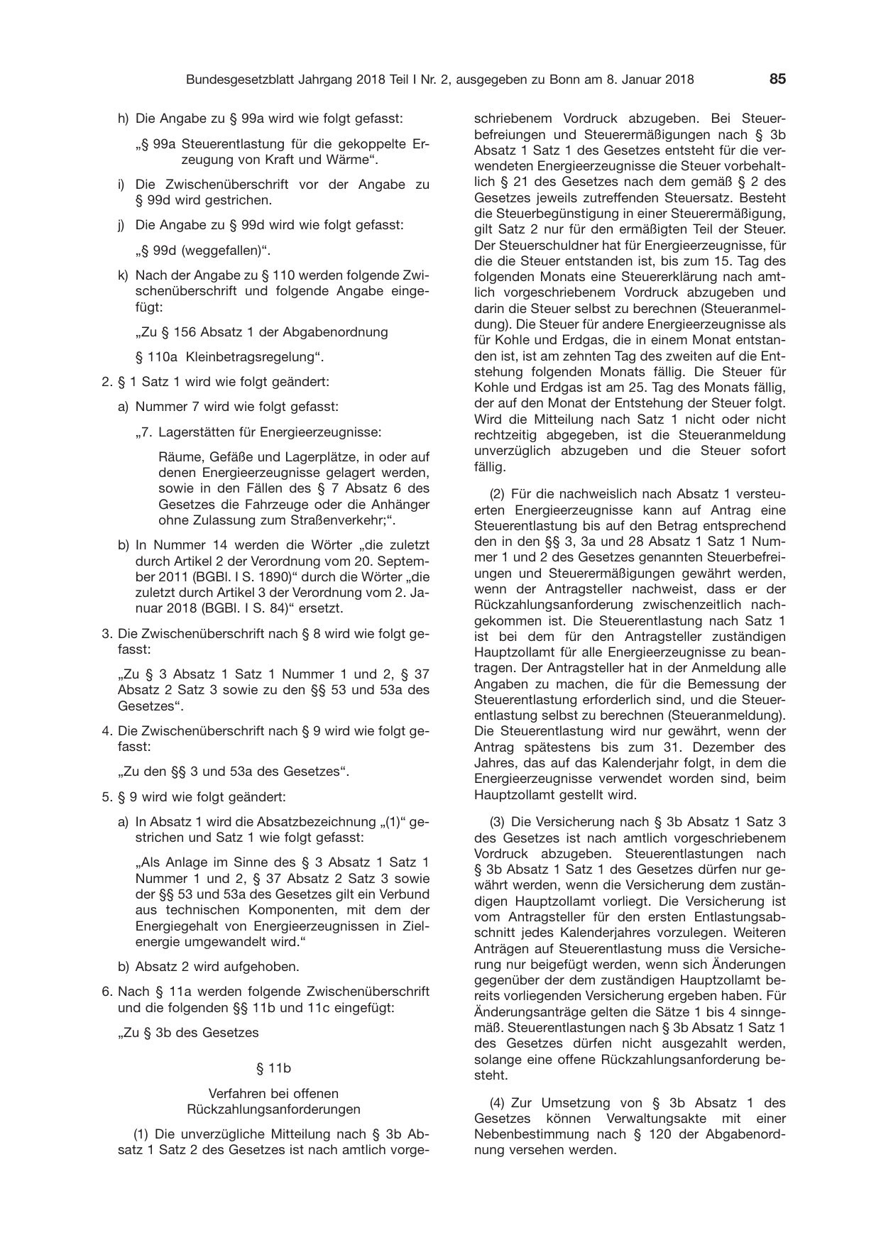 BGBl. 2018, Seite 85 — Originalseite als Abbildung