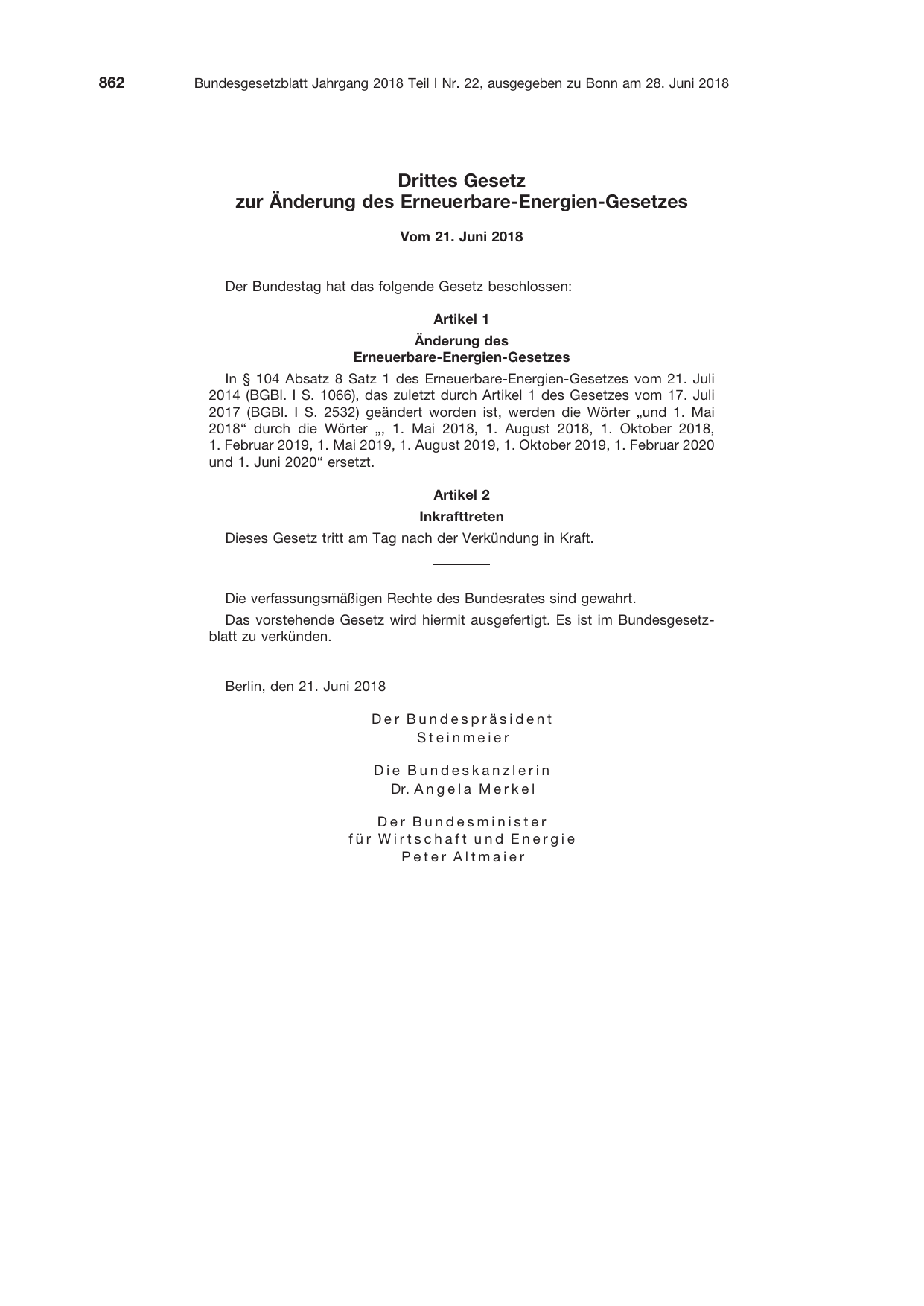 BGBl. 2018, Seite 862 — Originalseite als Abbildung