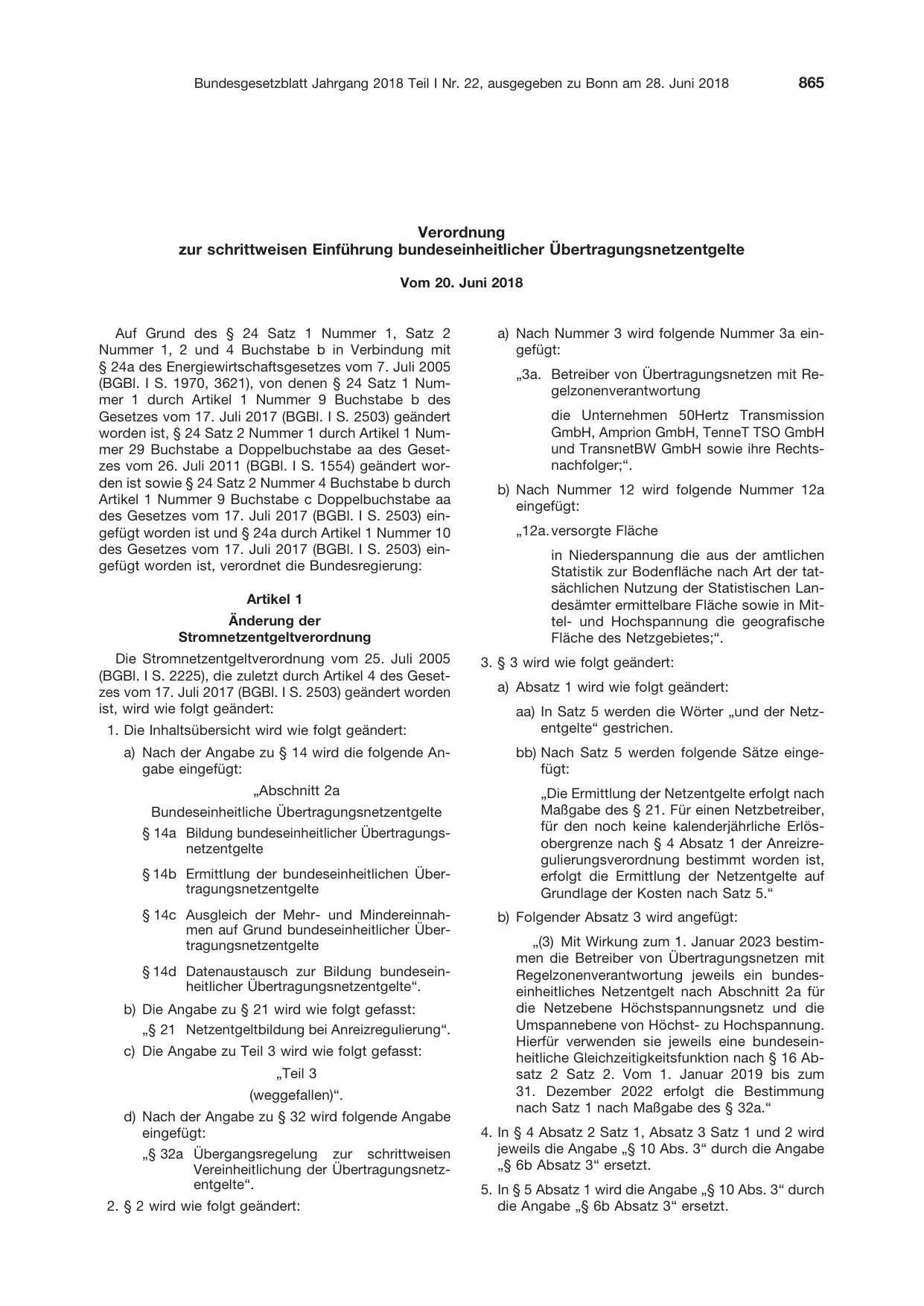 BGBl. 2018, Seite 865 — Originalseite als Abbildung