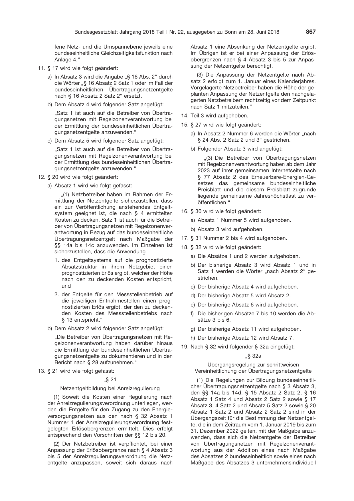 BGBl. 2018, Seite 867 — Originalseite als Abbildung
