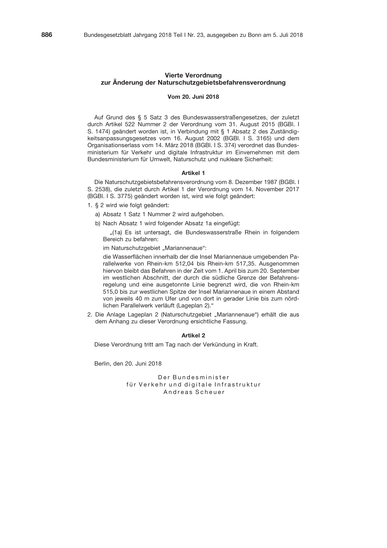 BGBl. 2018, Seite 886 — Originalseite als Abbildung