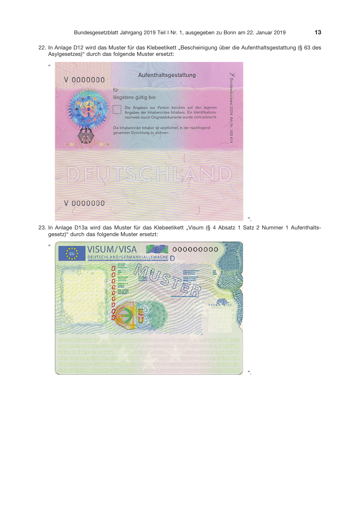 BGBl. 2019, Seite 13 — Originalseite als Abbildung