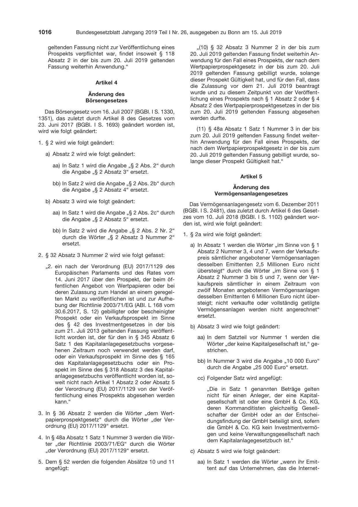 BGBl. 2019, Seite 1016 — Originalseite als Abbildung