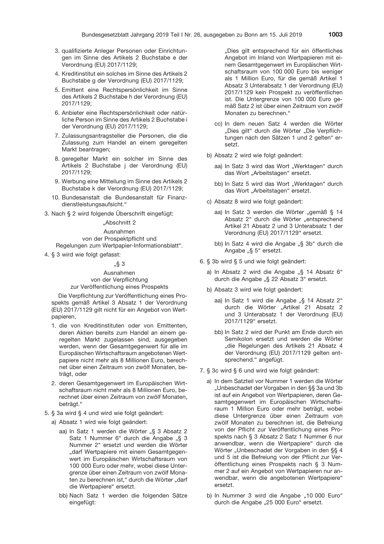 BGBl. 2019, Seite 1003 — Originalseite als Abbildung