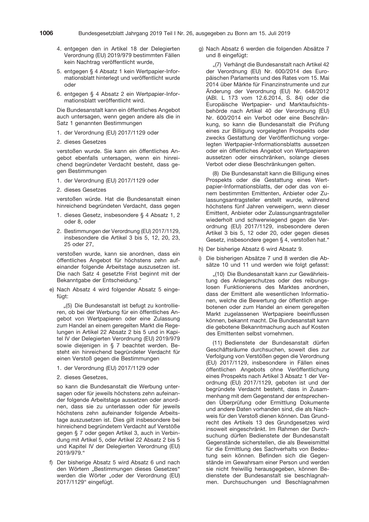 BGBl. 2019, Seite 1006 — Originalseite als Abbildung