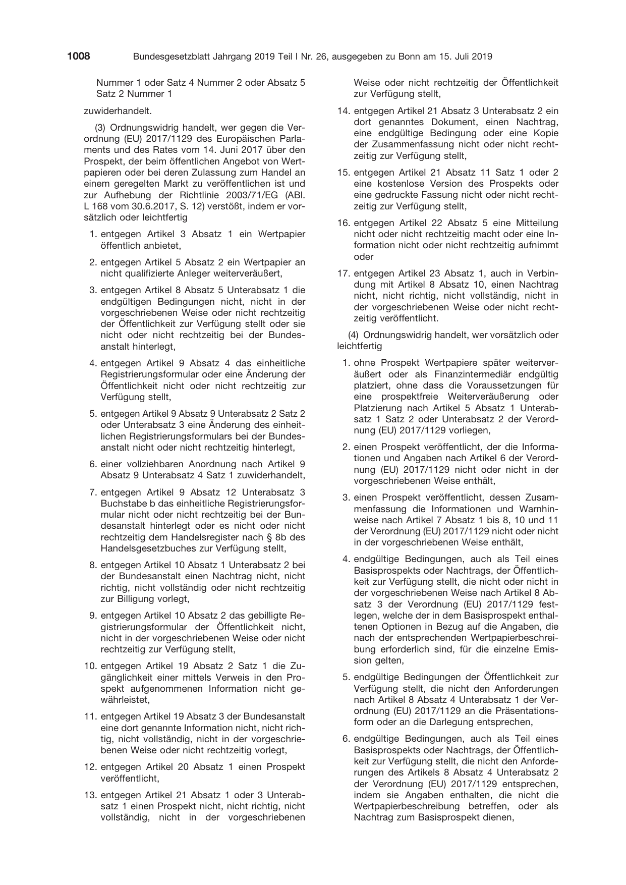 BGBl. 2019, Seite 1008 — Originalseite als Abbildung