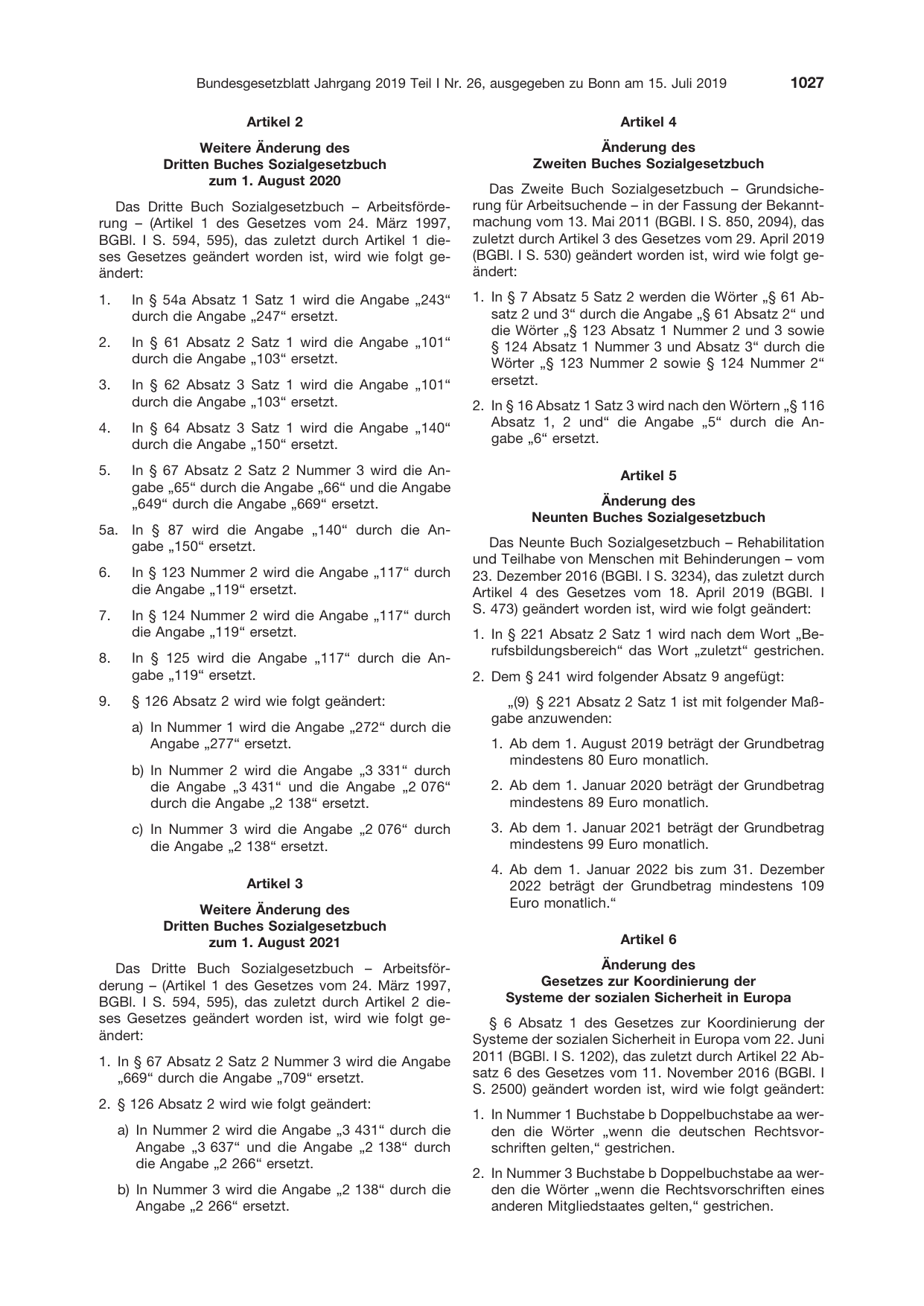 BGBl. 2019, Seite 1027 — Originalseite als Abbildung