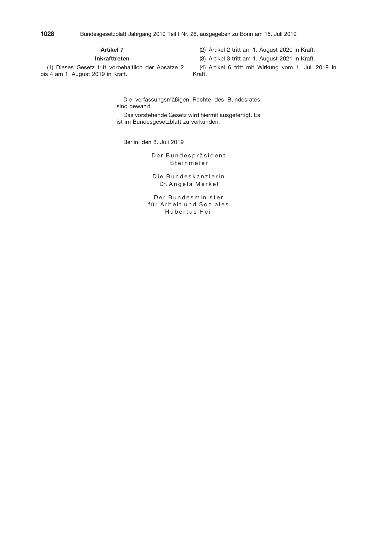 BGBl. 2019, Seite 1028 — Originalseite als Abbildung