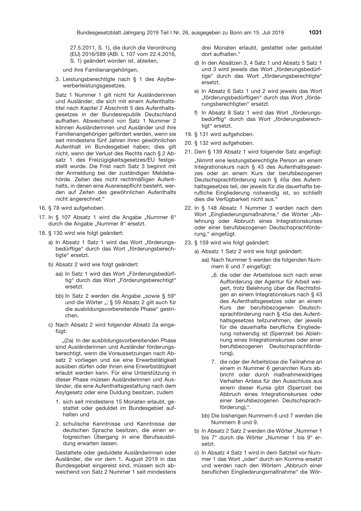 BGBl. 2019, Seite 1031 — Originalseite als Abbildung