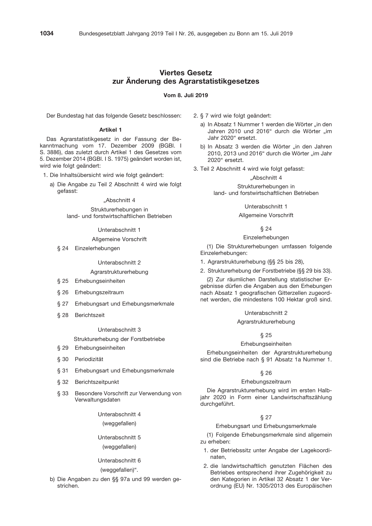 BGBl. 2019, Seite 1034 — Originalseite als Abbildung