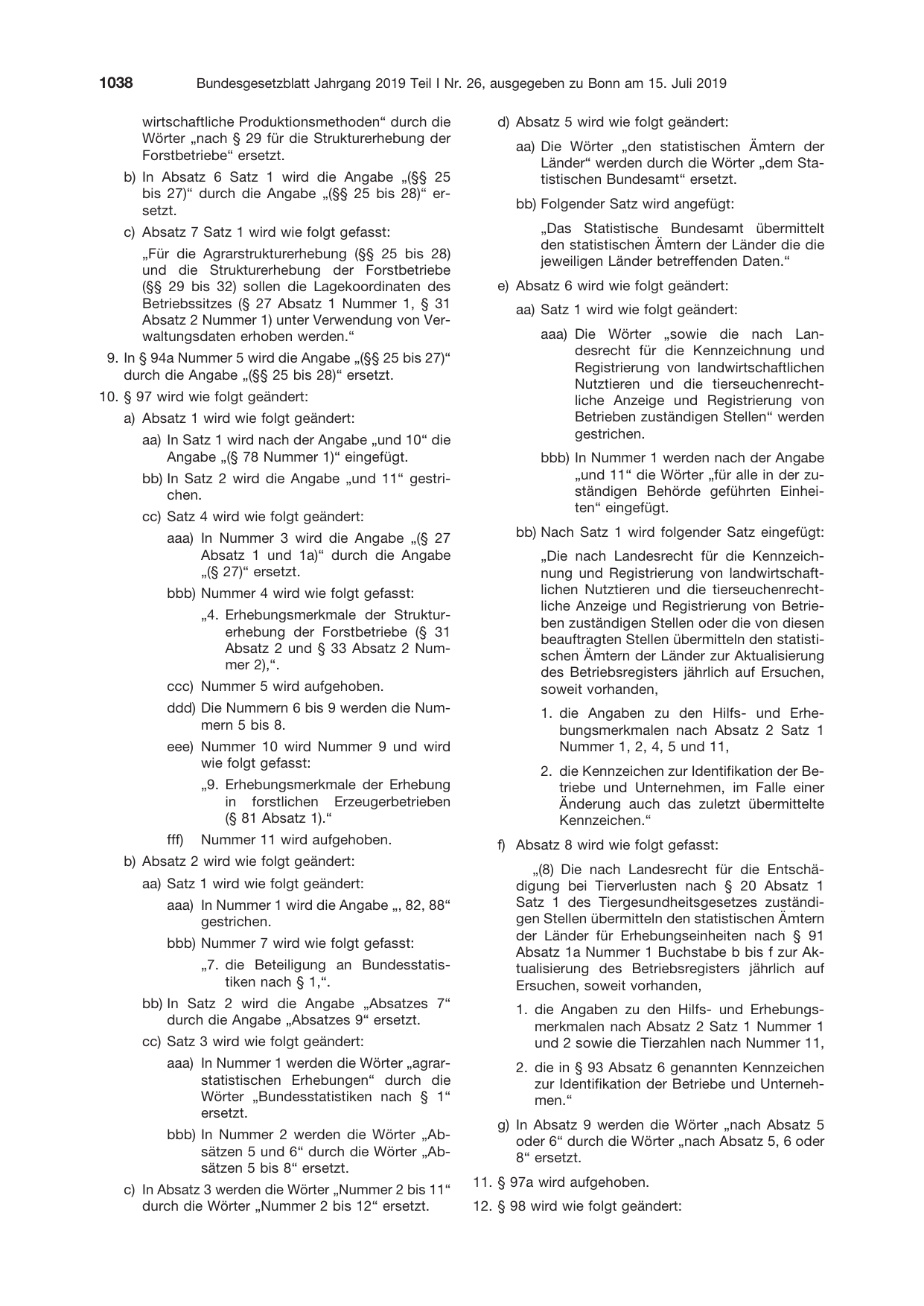 BGBl. 2019, Seite 1038 — Originalseite als Abbildung