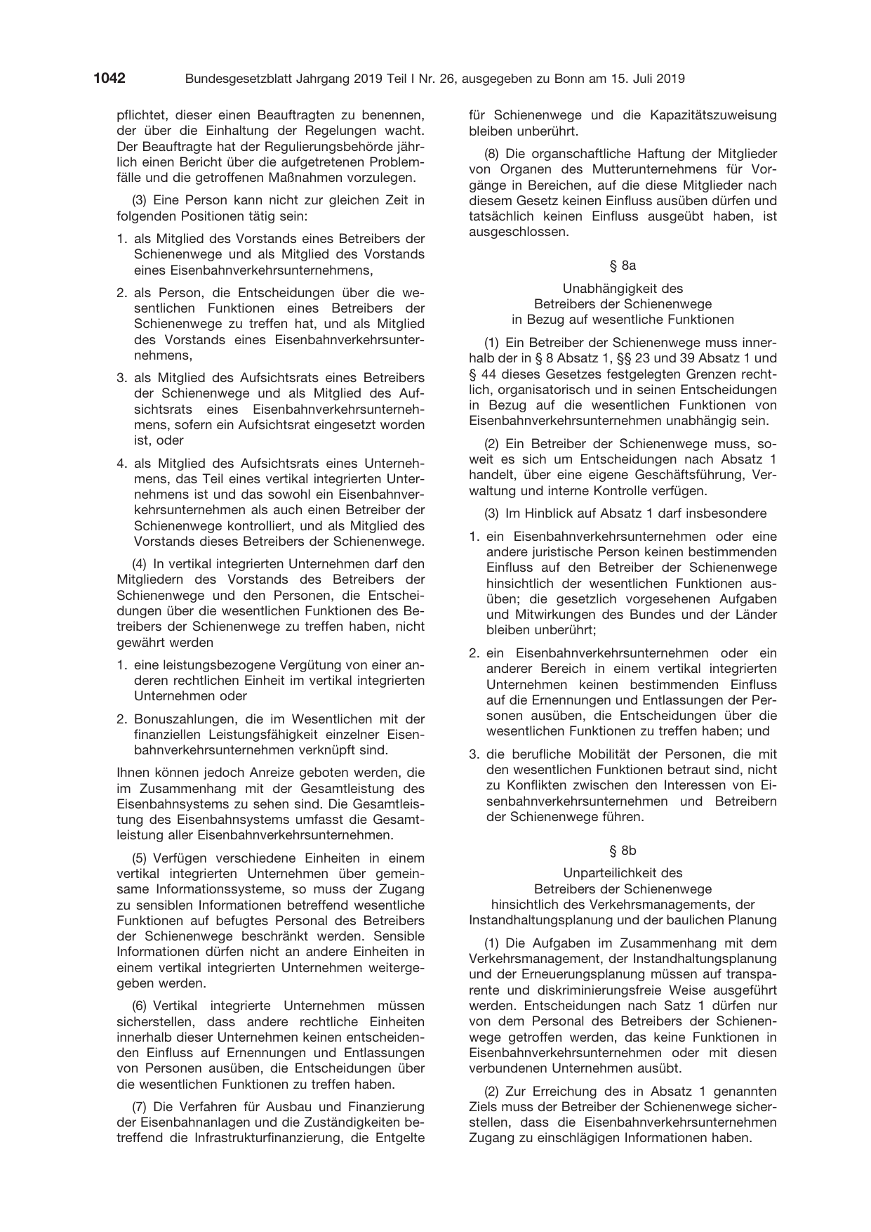 BGBl. 2019, Seite 1042 — Originalseite als Abbildung