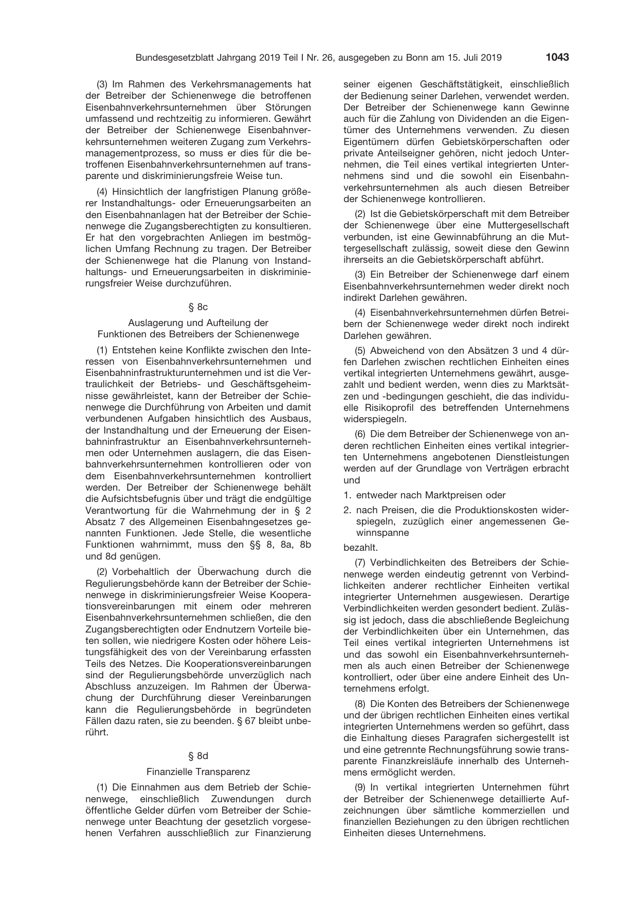 BGBl. 2019, Seite 1043 — Originalseite als Abbildung