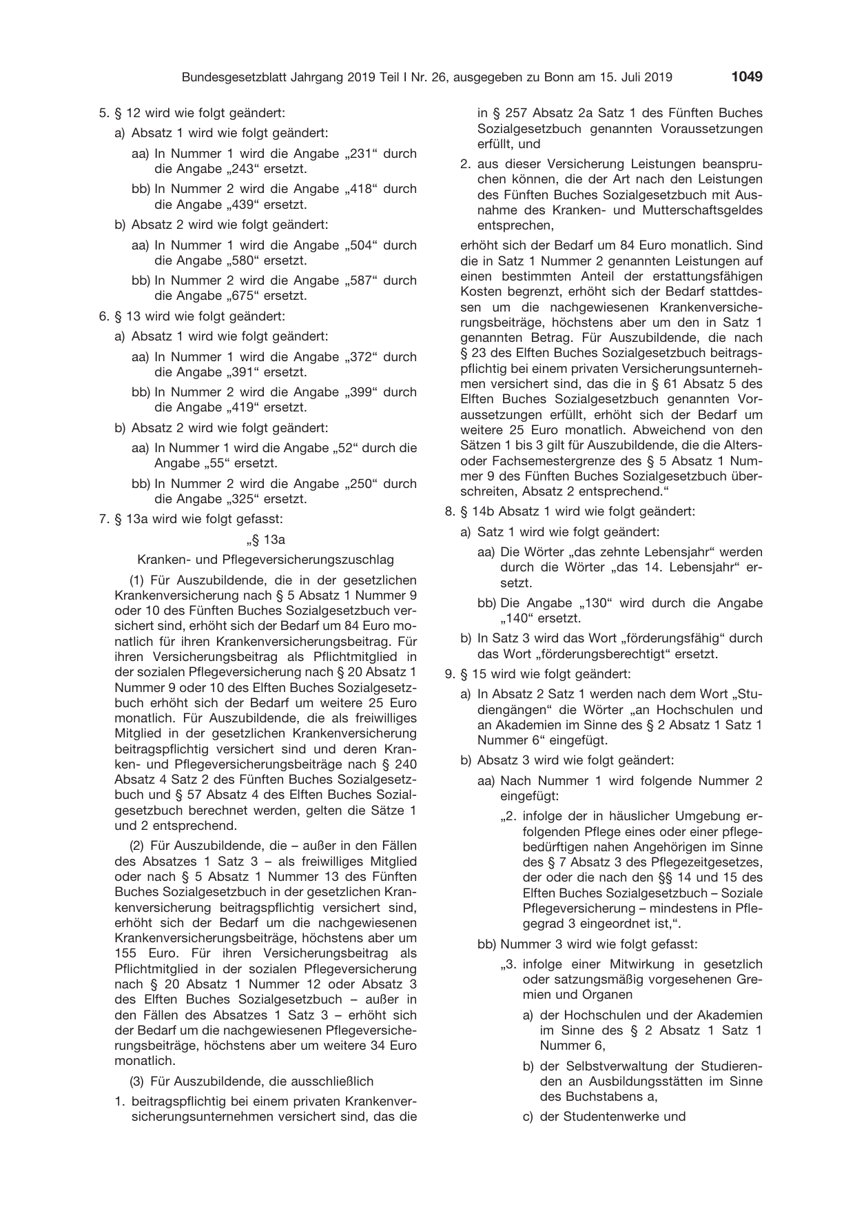 BGBl. 2019, Seite 1049 — Originalseite als Abbildung