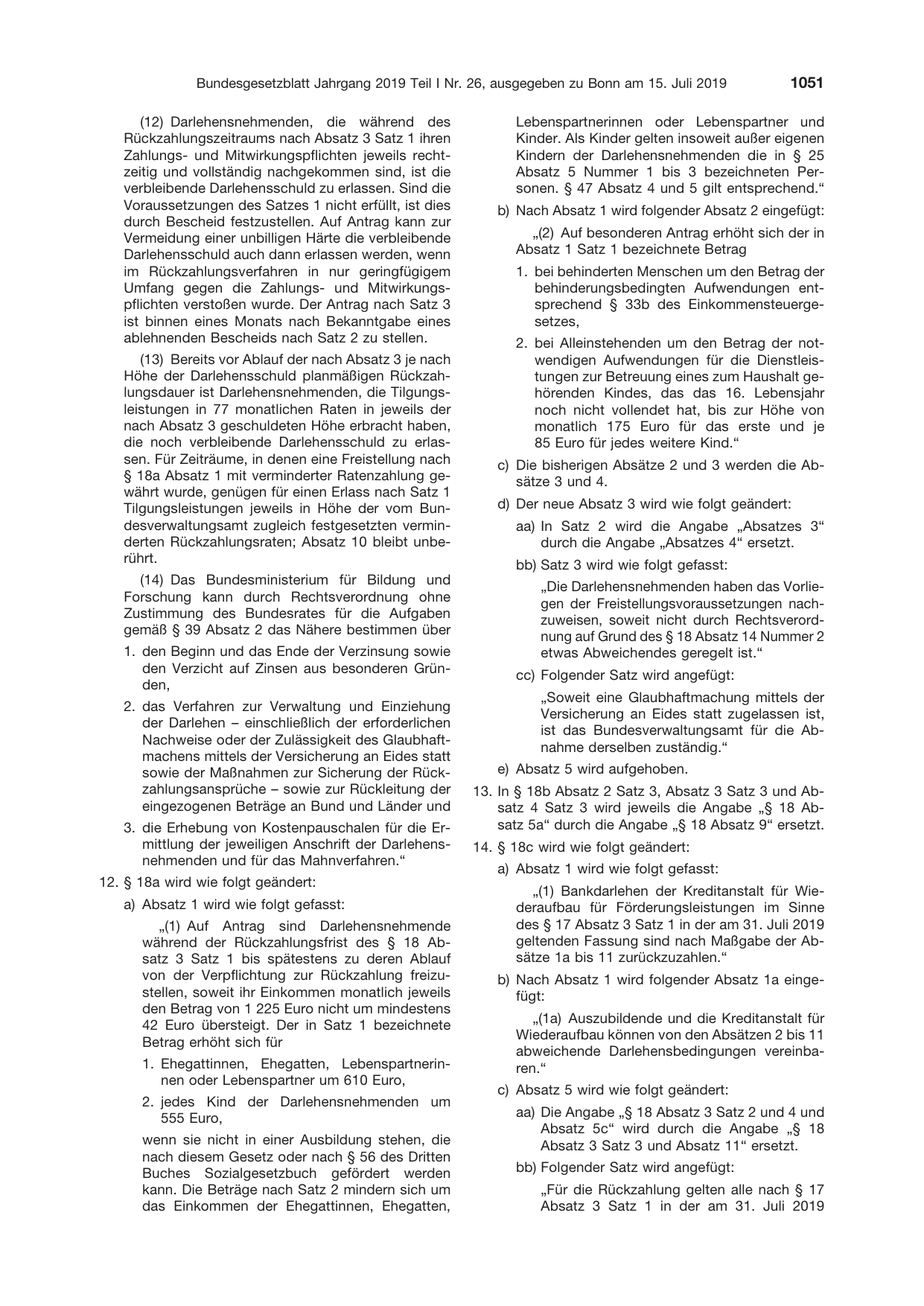 BGBl. 2019, Seite 1051 — Originalseite als Abbildung