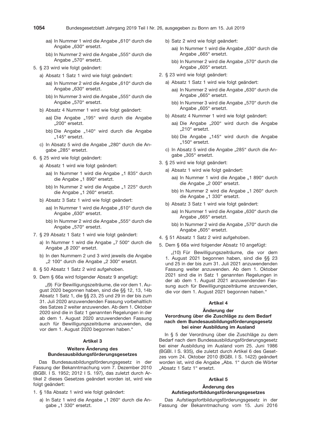 BGBl. 2019, Seite 1054 — Originalseite als Abbildung