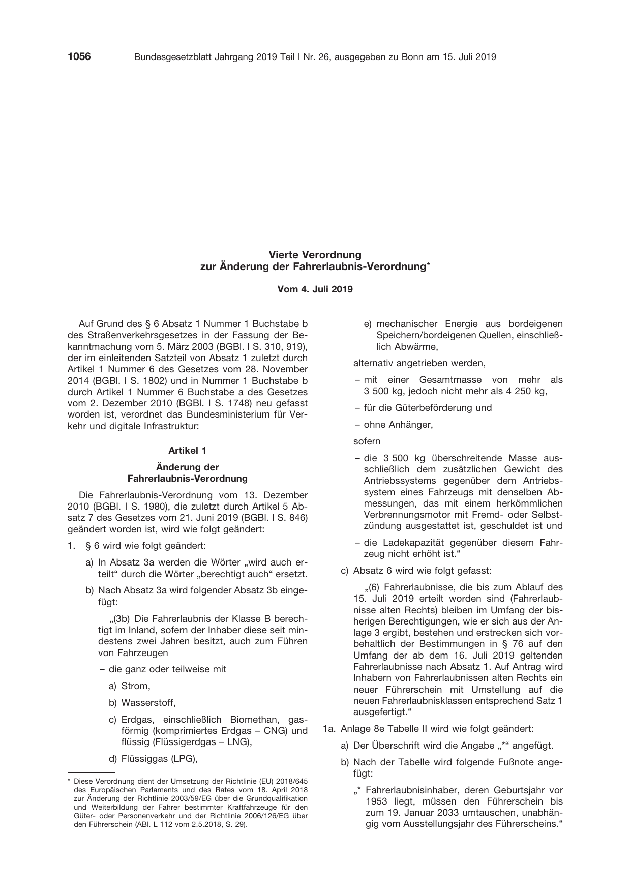 BGBl. 2019, Seite 1056 — Originalseite als Abbildung
