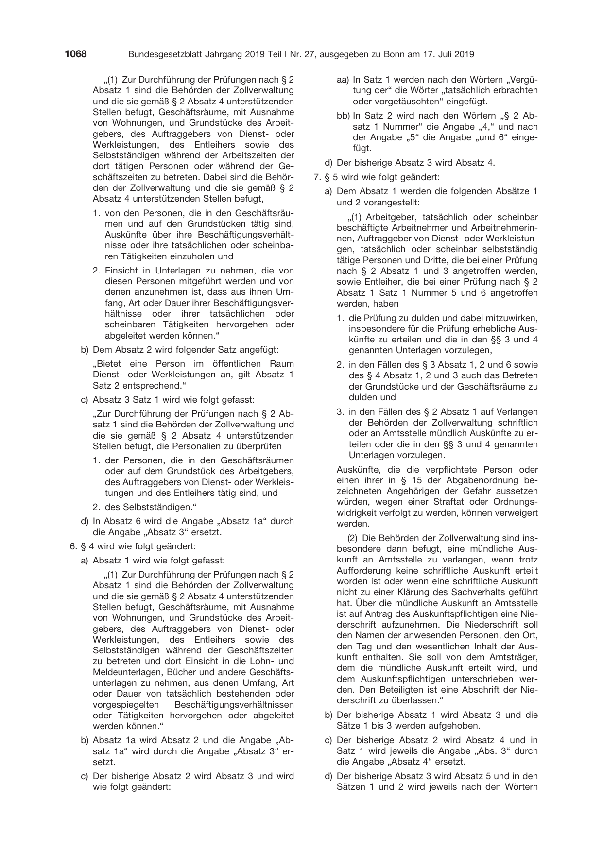 BGBl. 2019, Seite 1068 — Originalseite als Abbildung