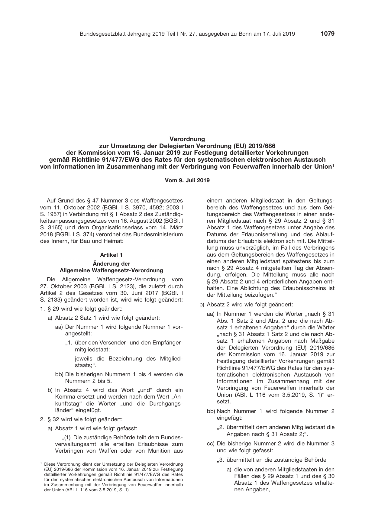 BGBl. 2019, Seite 1079 — Originalseite als Abbildung