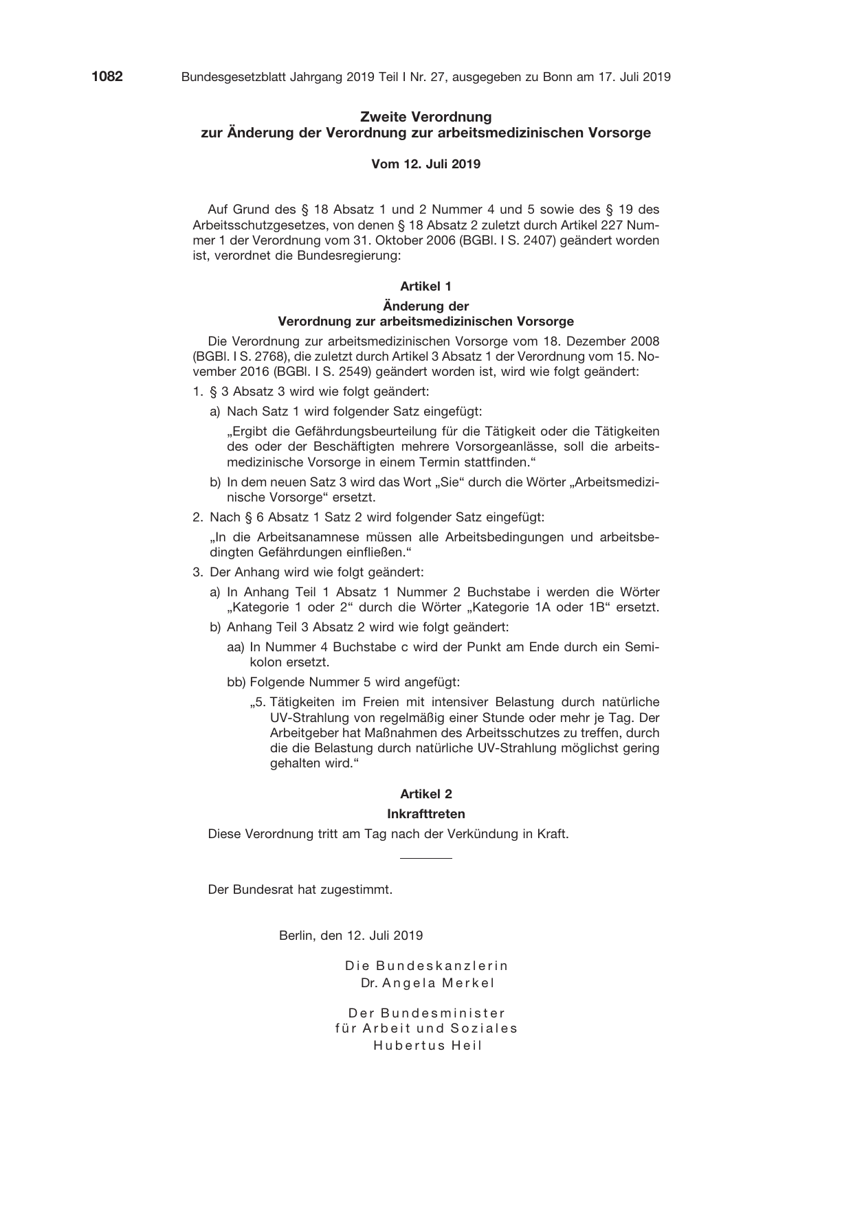 BGBl. 2019, Seite 1082 — Originalseite als Abbildung