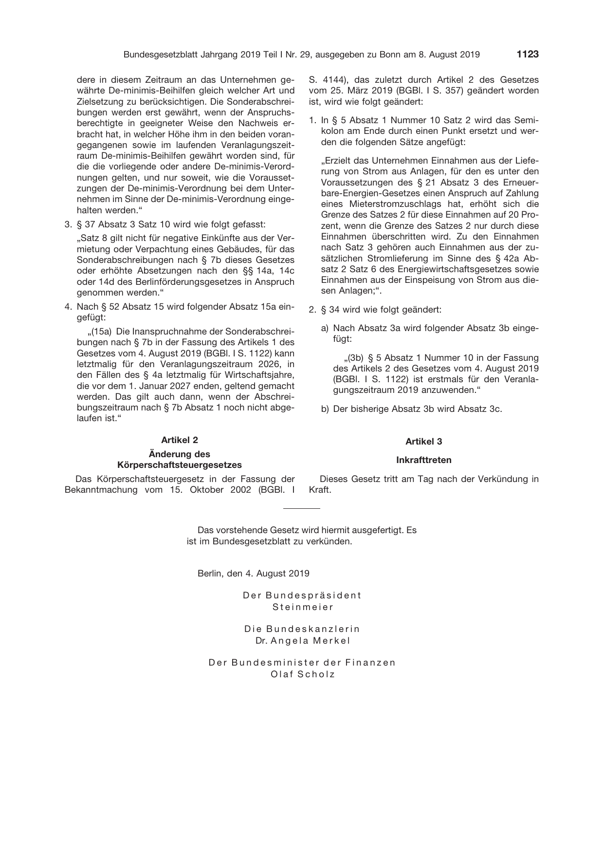 BGBl. 2019, Seite 1123 — Originalseite als Abbildung