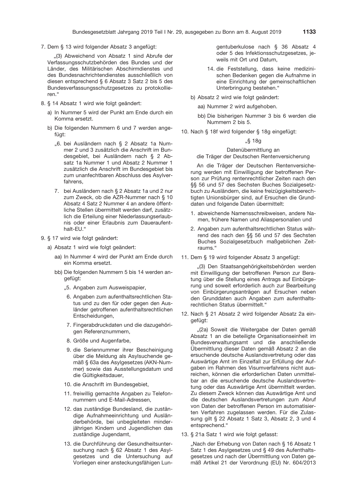 BGBl. 2019, Seite 1133 — Originalseite als Abbildung