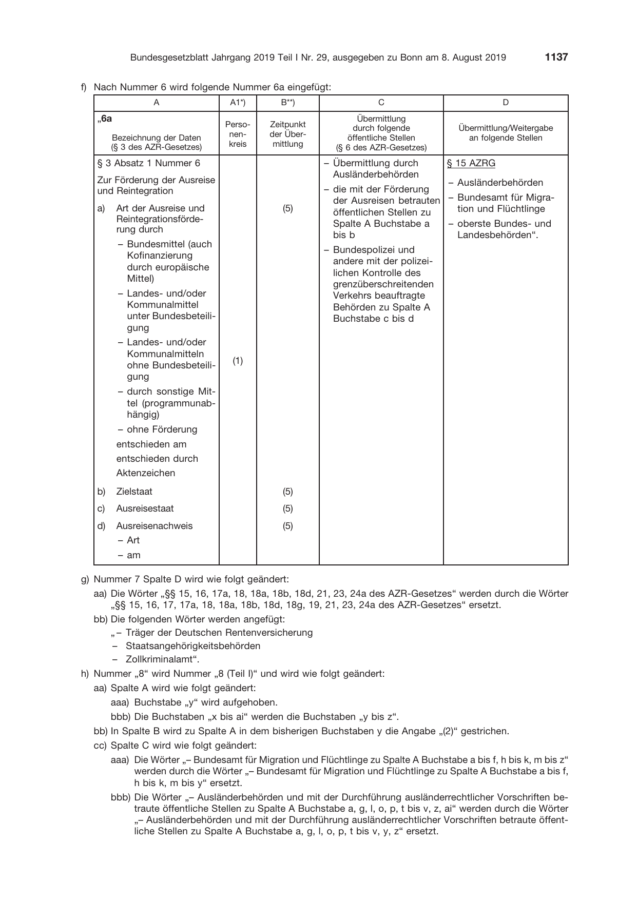 BGBl. 2019, Seite 1137 — Originalseite als Abbildung
