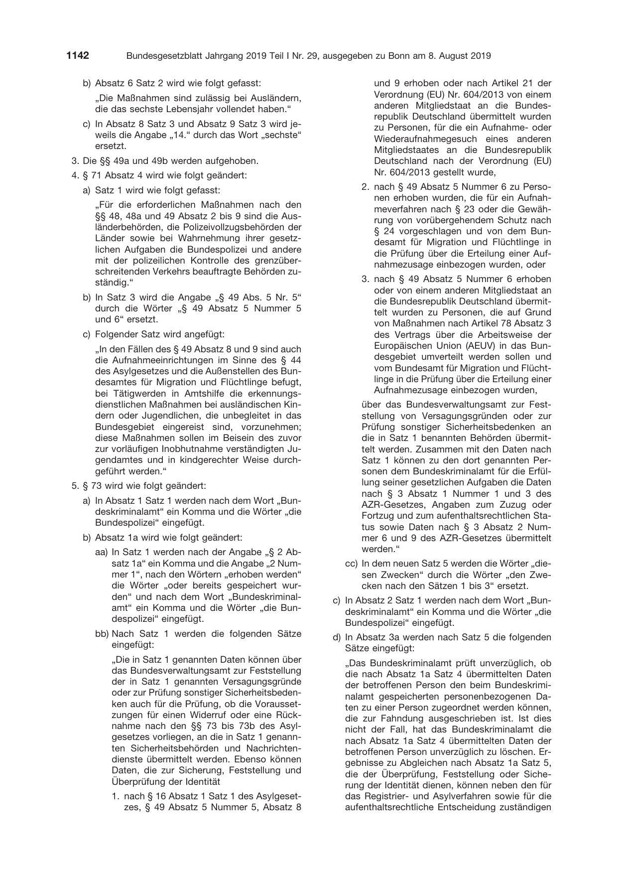 BGBl. 2019, Seite 1142 — Originalseite als Abbildung