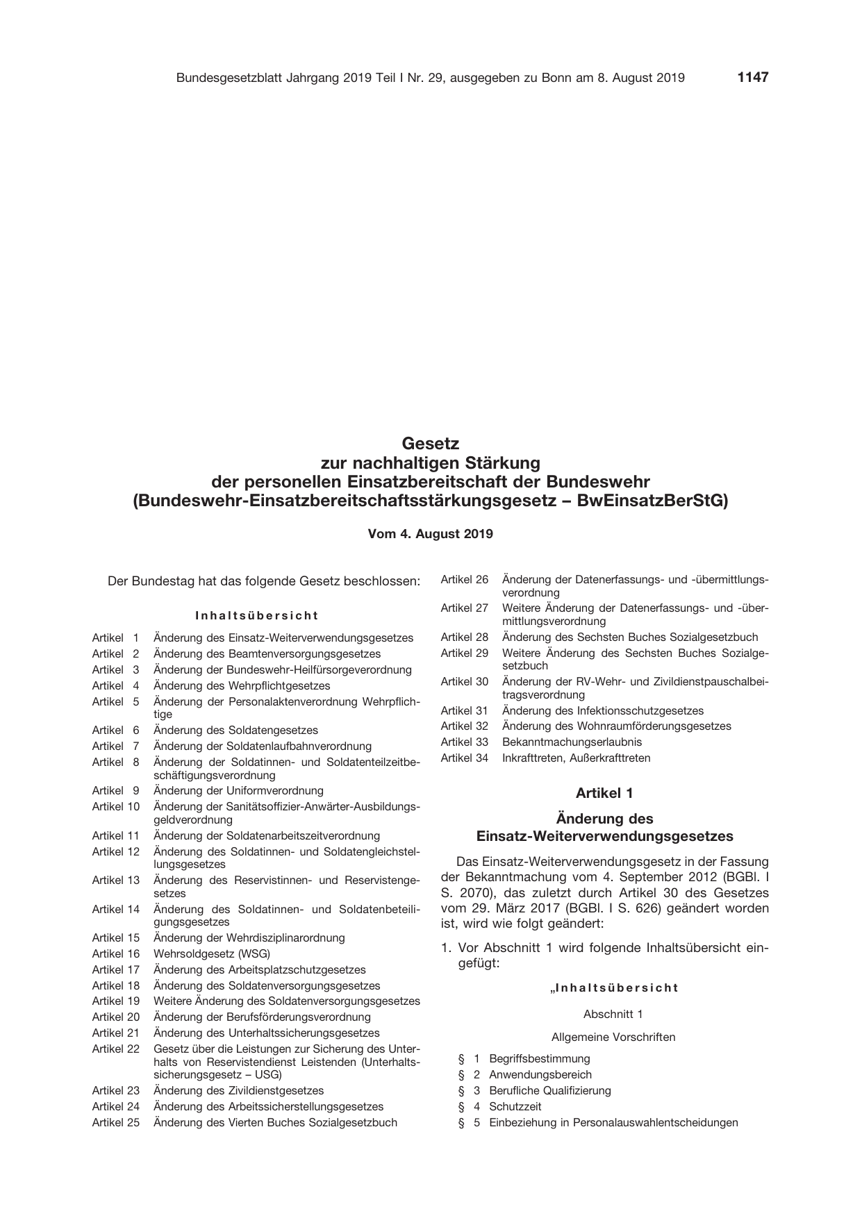 BGBl. 2019, Seite 1147 — Originalseite als Abbildung