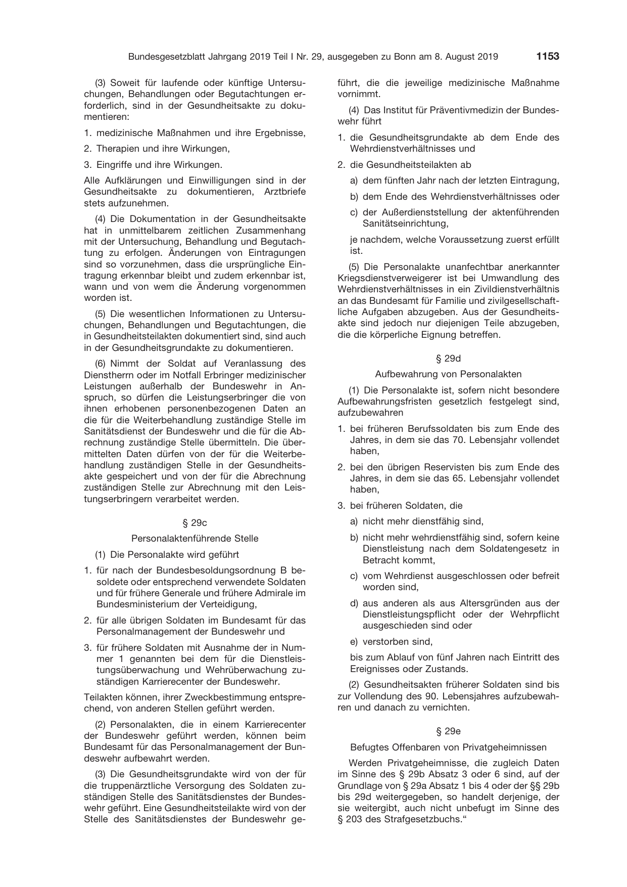 BGBl. 2019, Seite 1153 — Originalseite als Abbildung