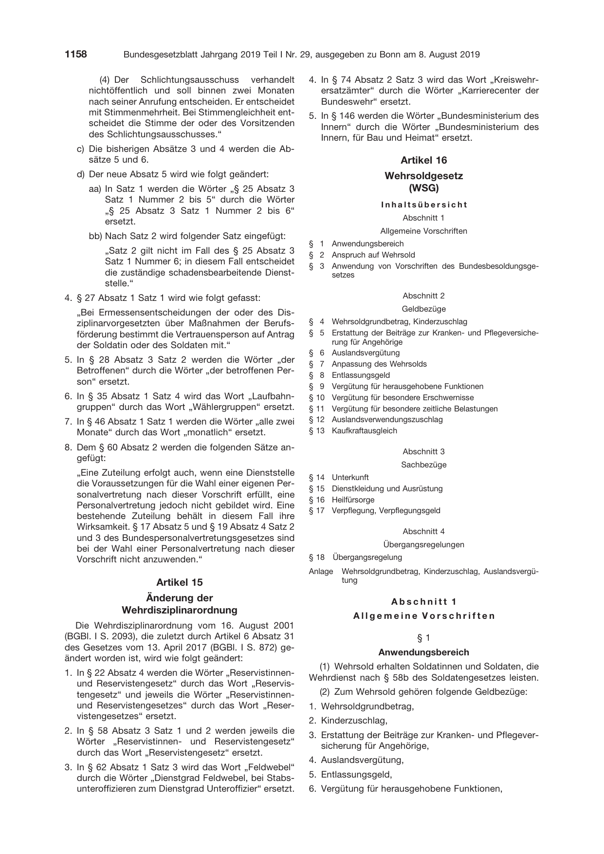 BGBl. 2019, Seite 1158 — Originalseite als Abbildung