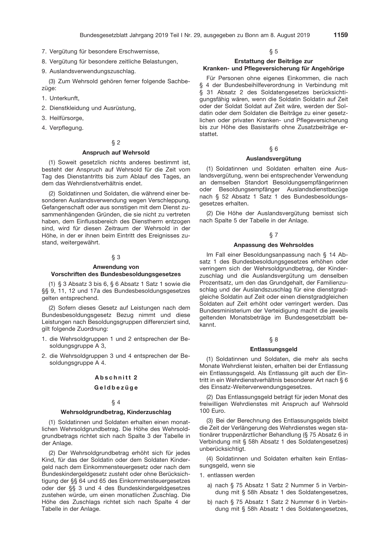 BGBl. 2019, Seite 1159 — Originalseite als Abbildung