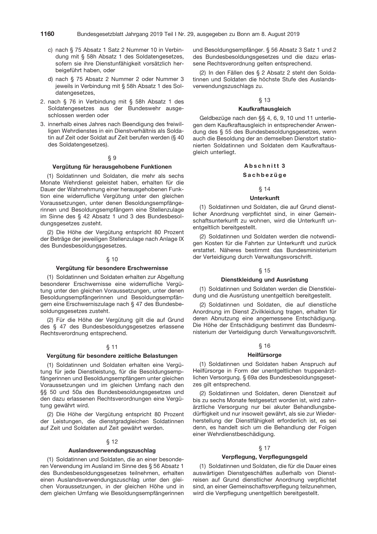 BGBl. 2019, Seite 1160 — Originalseite als Abbildung