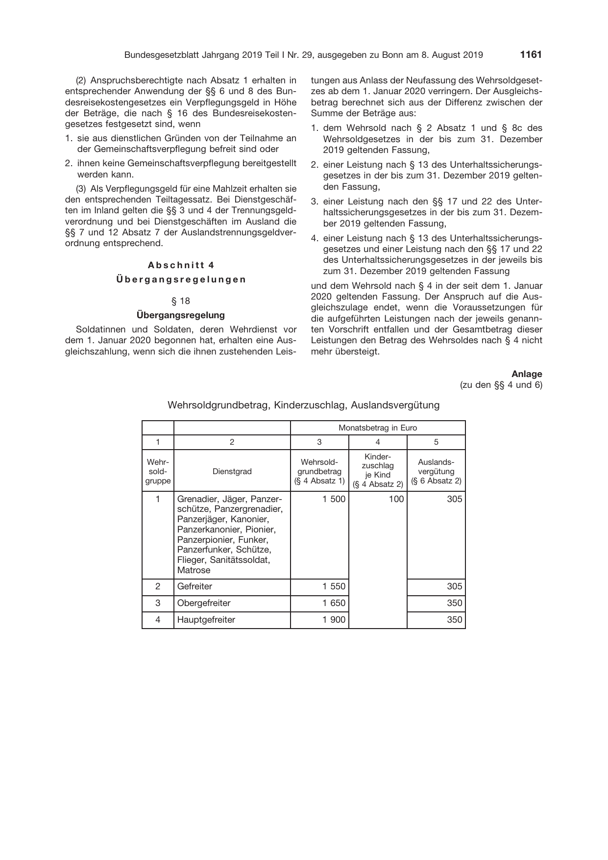 BGBl. 2019, Seite 1161 — Originalseite als Abbildung