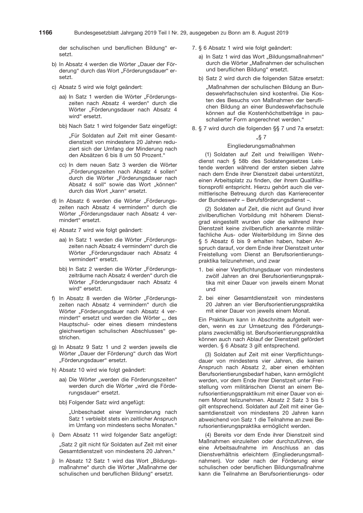 BGBl. 2019, Seite 1166 — Originalseite als Abbildung