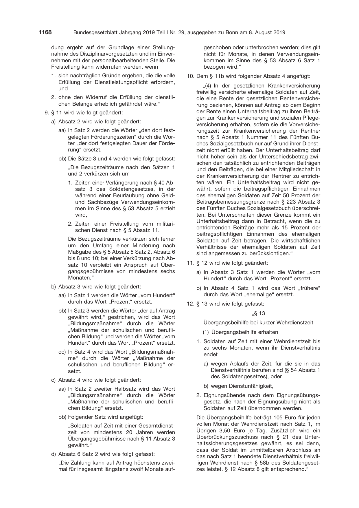 BGBl. 2019, Seite 1168 — Originalseite als Abbildung