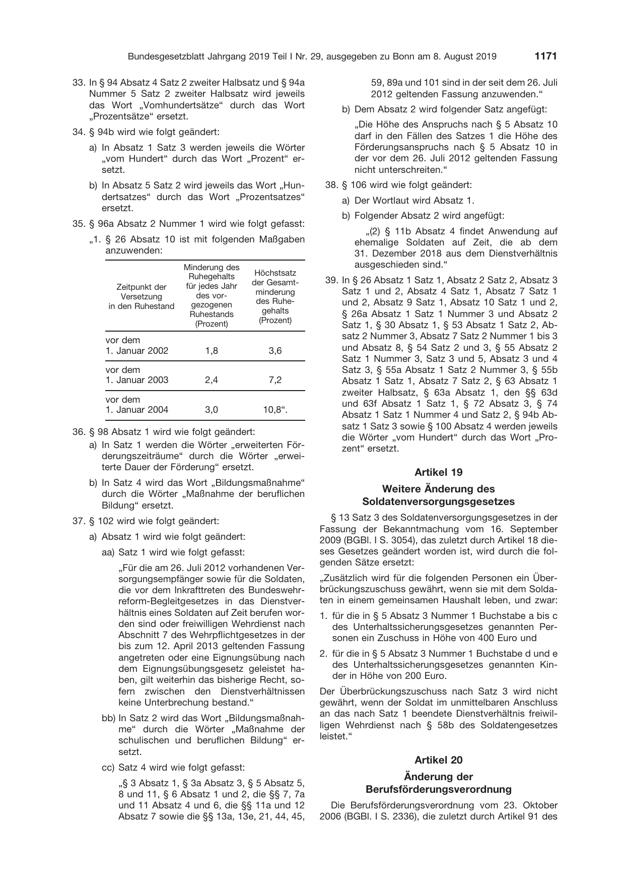 BGBl. 2019, Seite 1171 — Originalseite als Abbildung