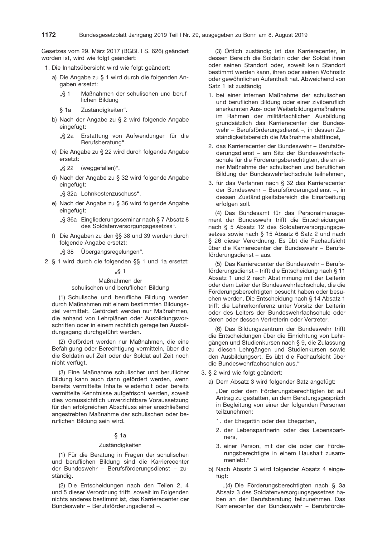 BGBl. 2019, Seite 1172 — Originalseite als Abbildung
