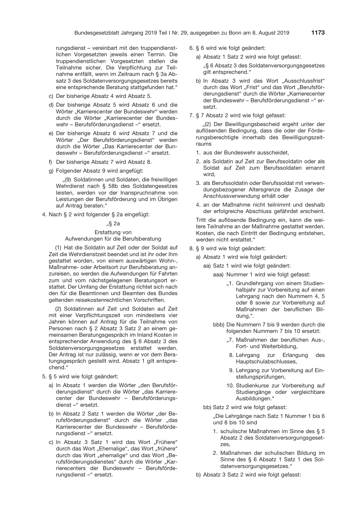 BGBl. 2019, Seite 1173 — Originalseite als Abbildung
