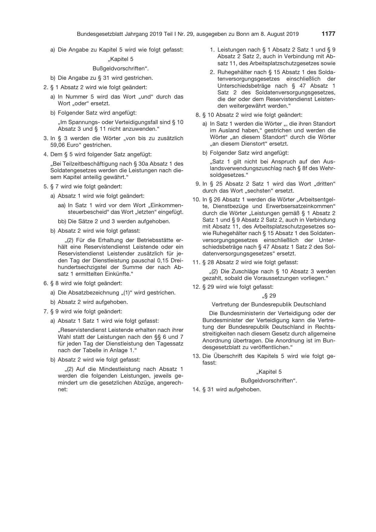 BGBl. 2019, Seite 1177 — Originalseite als Abbildung