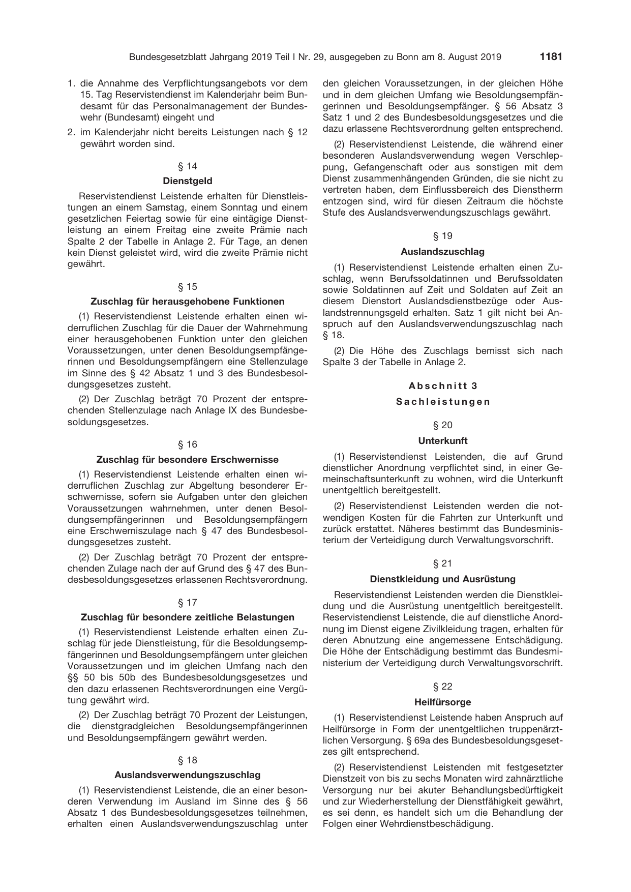 BGBl. 2019, Seite 1181 — Originalseite als Abbildung