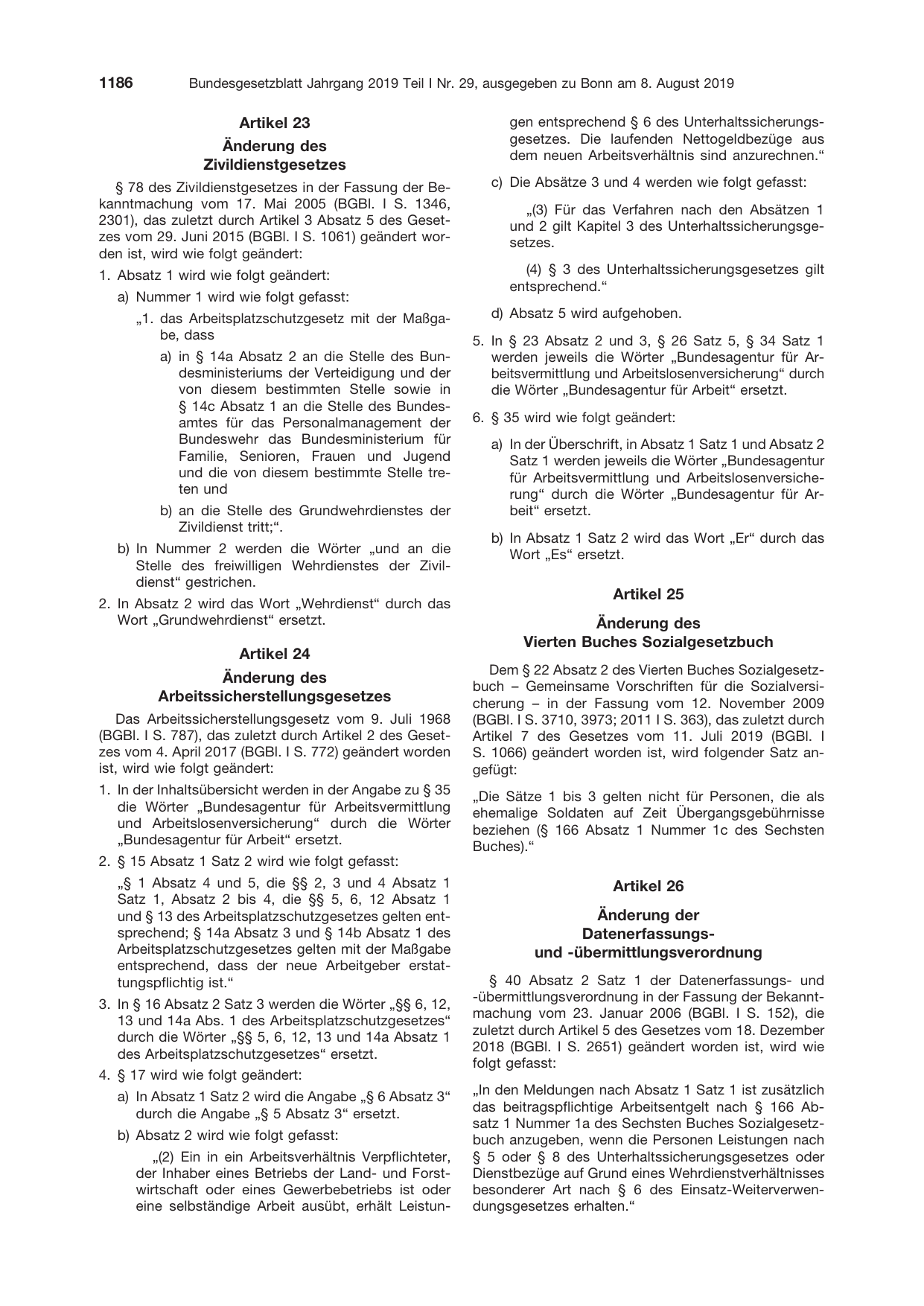 BGBl. 2019, Seite 1186 — Originalseite als Abbildung