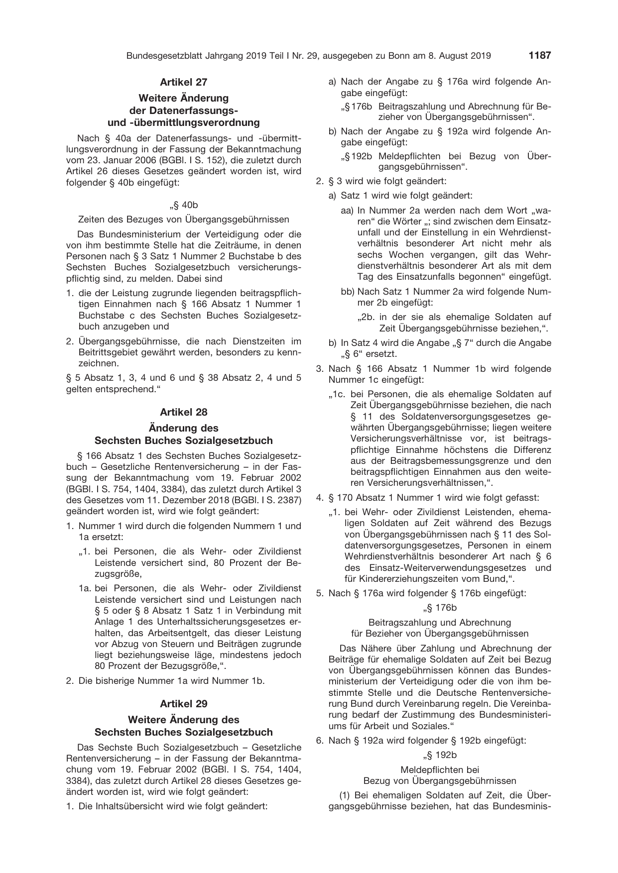 BGBl. 2019, Seite 1187 — Originalseite als Abbildung