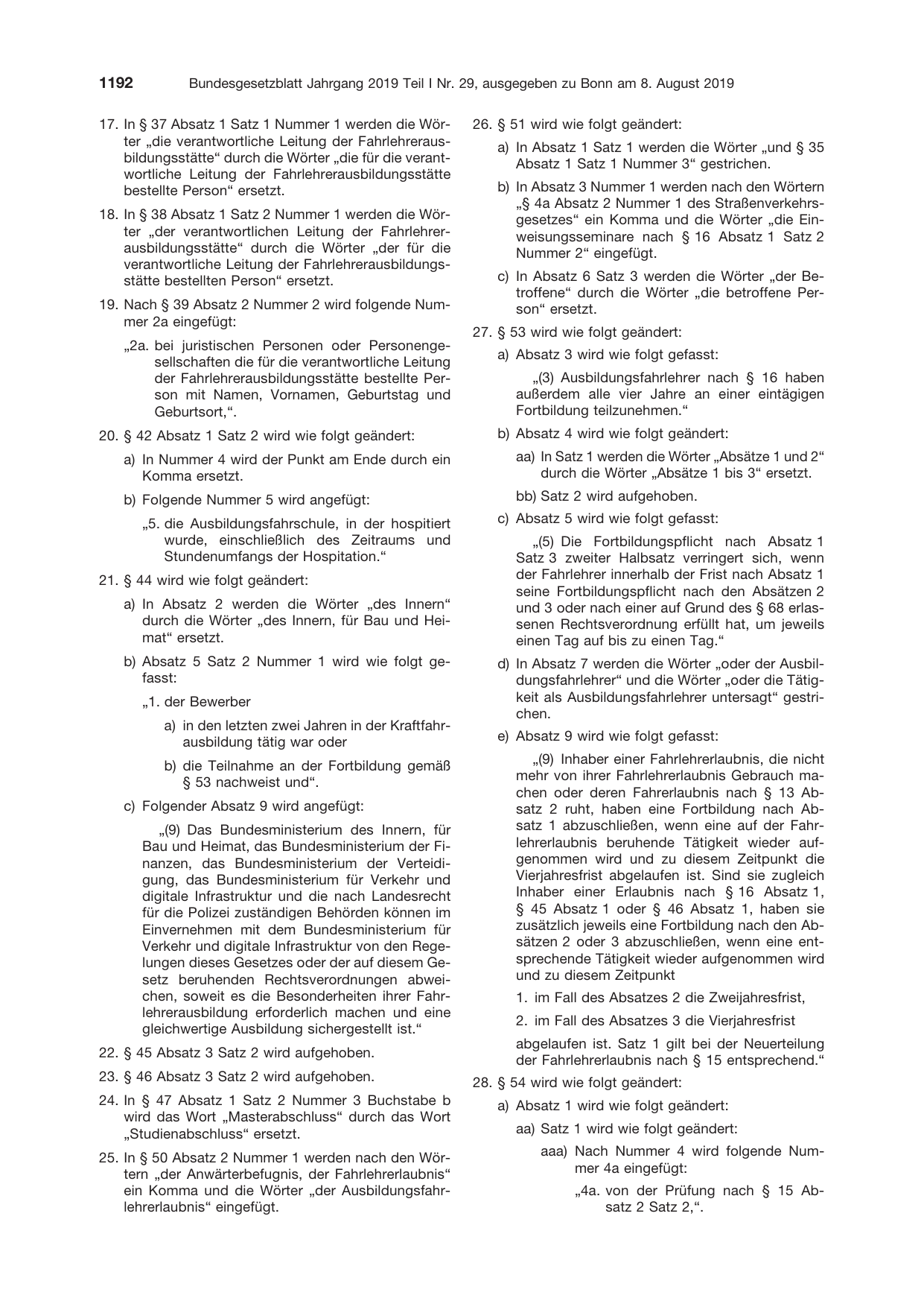 BGBl. 2019, Seite 1192 — Originalseite als Abbildung