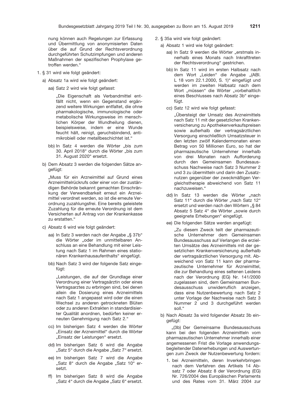 BGBl. 2019, Seite 1211 — Originalseite als Abbildung