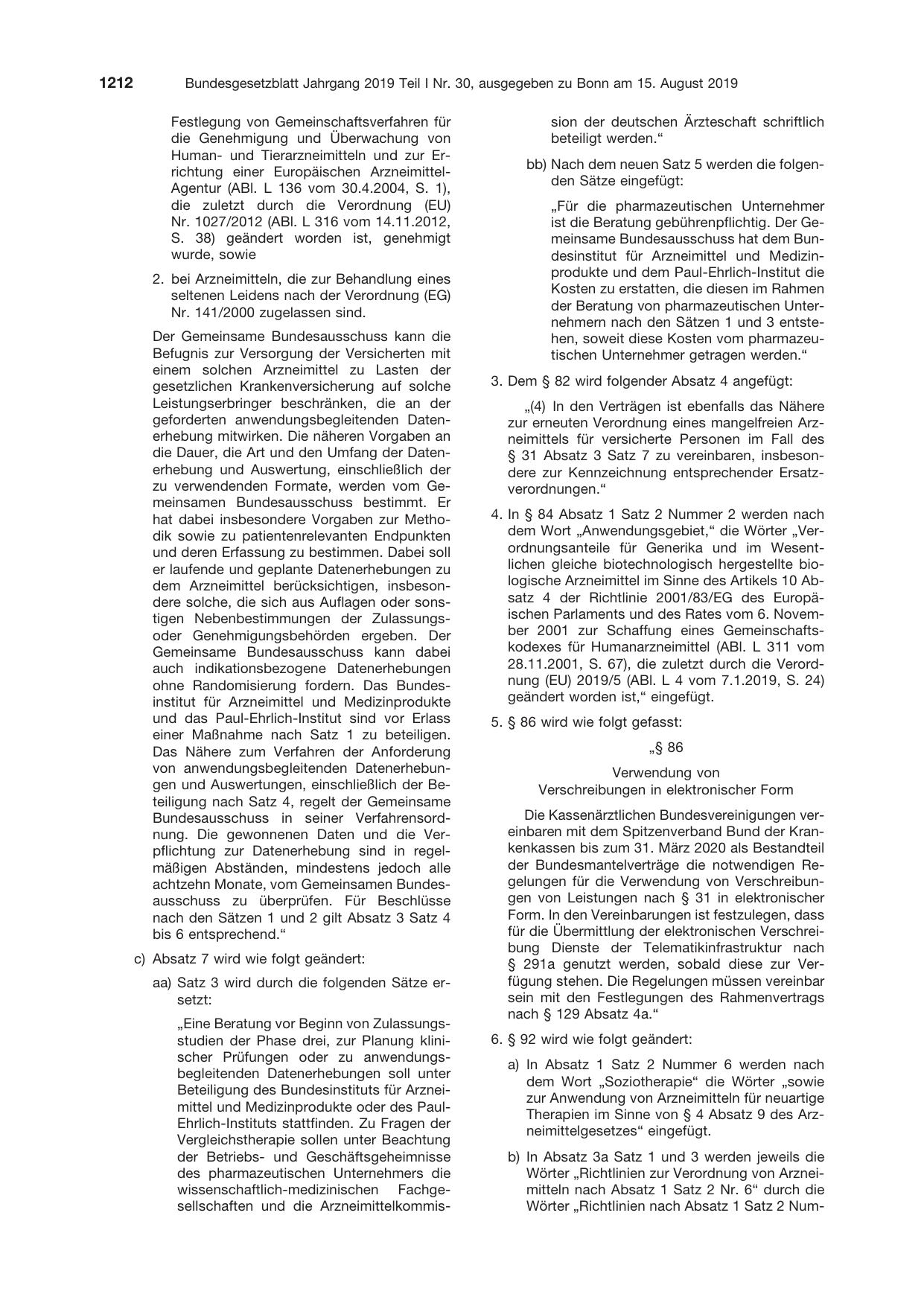 BGBl. 2019, Seite 1212 — Originalseite als Abbildung