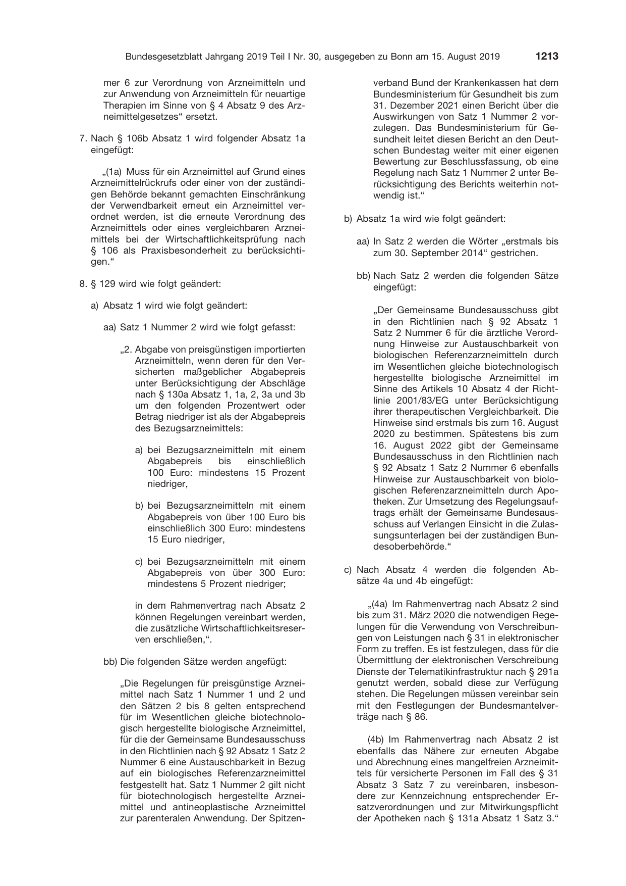 BGBl. 2019, Seite 1213 — Originalseite als Abbildung